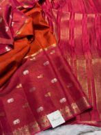 Shrivalli (Mysore silk) - Orange & Hot pink - Image 3
