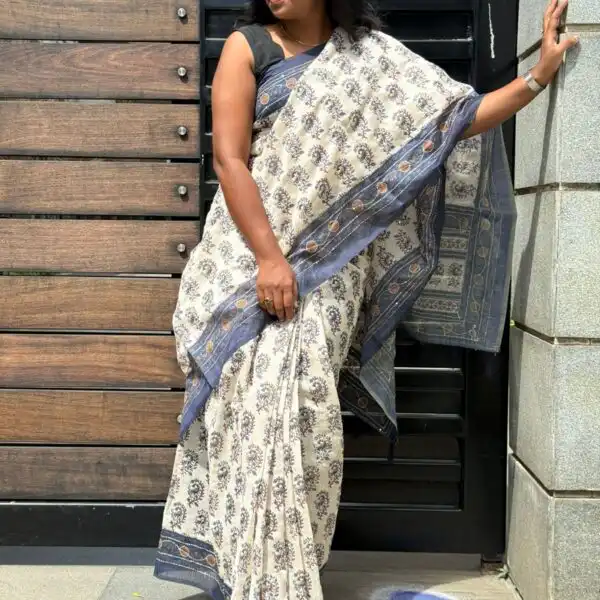 Sanata (Cotton Chanderi ) - Blue