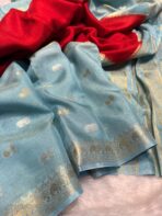 Shrivalli (Mysore silk) - Red & Turquoise - Image 3