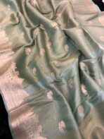 Kashi Vaibhavam (Banarasi soft silk) - Aqua blue - Image 3
