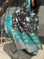 Kavyam (Mul Chanderi) - Teal blue - Image 3