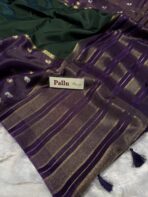 Shrivalli (Mysore silk) - Bottle green & Violet - Image 5