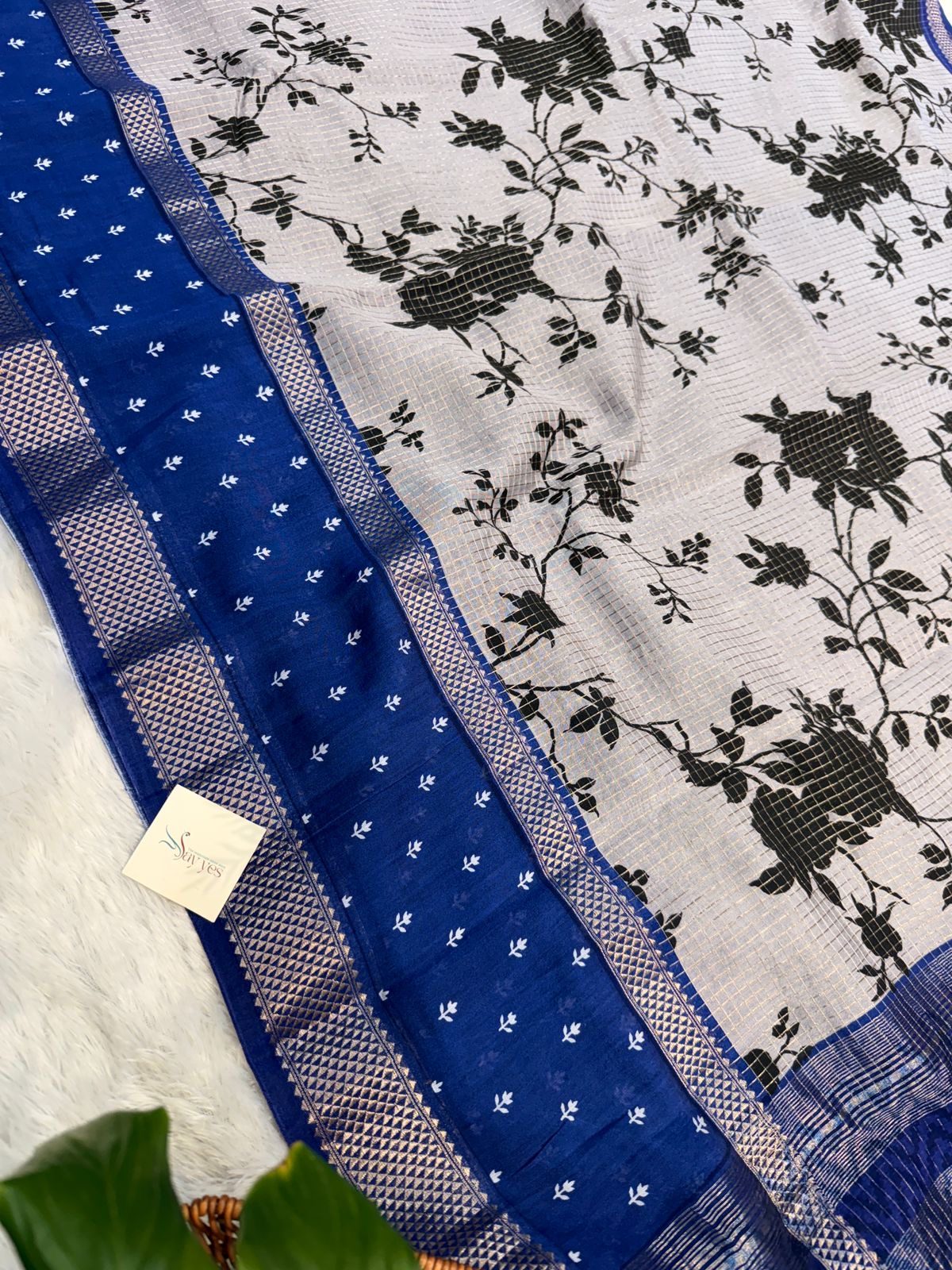 733db9ff-dae7-4db3-938c-ec03dfc43f1c Kavyam (Mul Chanderi) - Royal blue - Image 1