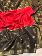 Shrivalli (Mysore silk) - Red & Black - Image 2