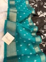 Kavyam (Mul Chanderi) - Teal blue - Image 5