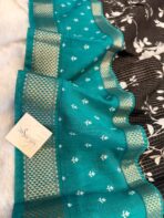 Kavyam (Mul Chanderi) - Teal blue - Image 5