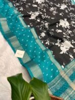 Kavyam (Mul Chanderi) - Teal blue - Image 4