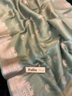 Kashi Vaibhavam (Banarasi soft silk) - Aqua blue - Image 6