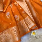 Mayura (Banaras silk) - Tangerine