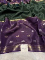 Shrivalli (Mysore silk) - Bottle green & Violet - Image 3
