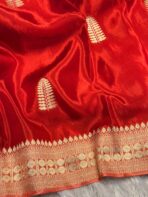 Rukmini (Mushru silk) - Vermilion red - Image 9