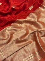 Rukmini (Mushru silk) - Vermilion red - Image 6