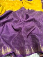 Shrivalli (Mysore silk) - Yellow & Violet - Image 4