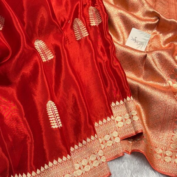 Rukmini (Mushru silk) - Vermilion red