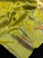 Mayura (Banaras silk) - Parrot green - Image 3