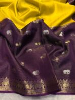 Shrivalli (Mysore silk) - Yellow & Wine - Image 4