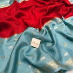 Shrivalli (Mysore silk) - Red & Turquoise