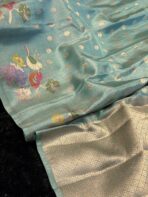 Mayura (Banaras silk) - Aqua blue - Image 3