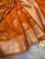 Mayura (Banaras silk) - Tangerine - Image 3