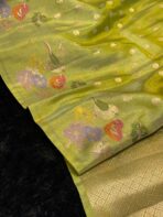 Mayura (Banaras silk) - Parrot green - Image 4