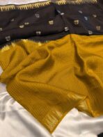 Shrivalli (Mysore silk) - Mustard & Black - Image 4