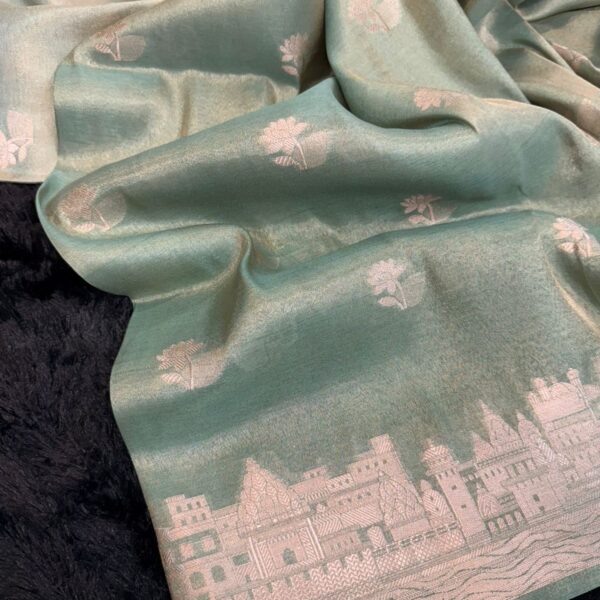 Kashi Vaibhavam (Banarasi soft silk) - Aqua blue