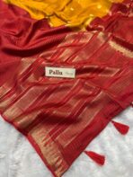 Shrivalli (Mysore silk) - Mustard & Red - Image 5