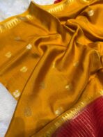 Shrivalli (Mysore silk) - Mustard & Red - Image 3
