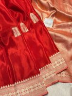 Rukmini (Mushru silk) - Vermilion red - Image 5