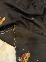 Chidiyan (Hand-embroidered Raw silk) - Black - Image 2