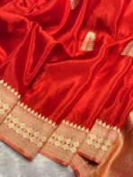 Rukmini (Mushru silk) - Vermilion red - Image 2