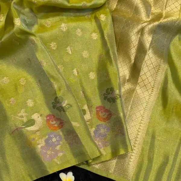 Mayura (Banaras silk) - Parrot green
