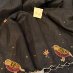 Chidiyan (Hand-embroidered Raw silk) - Black