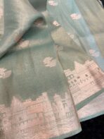 Kashi Vaibhavam (Banarasi soft silk) - Aqua blue - Image 5