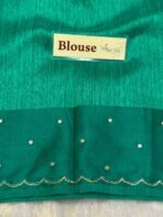 Agnika (Hand-embroidered Raw silk) - Sea green - Image 8