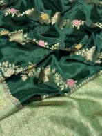 Rukmini (Mushru silk) -  Royal Emerald - Image 4