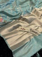 Mayura (Banaras silk) - Aqua blue - Image 4