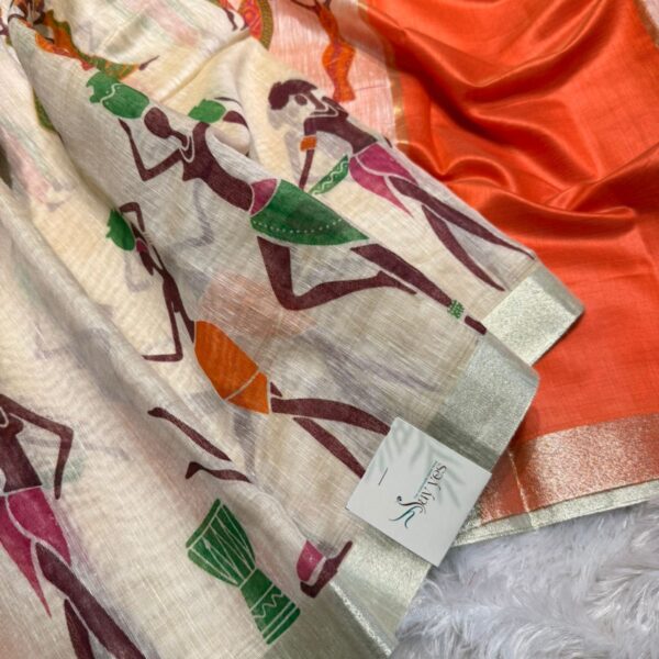 Warli whisperers (Cotton) - Orange