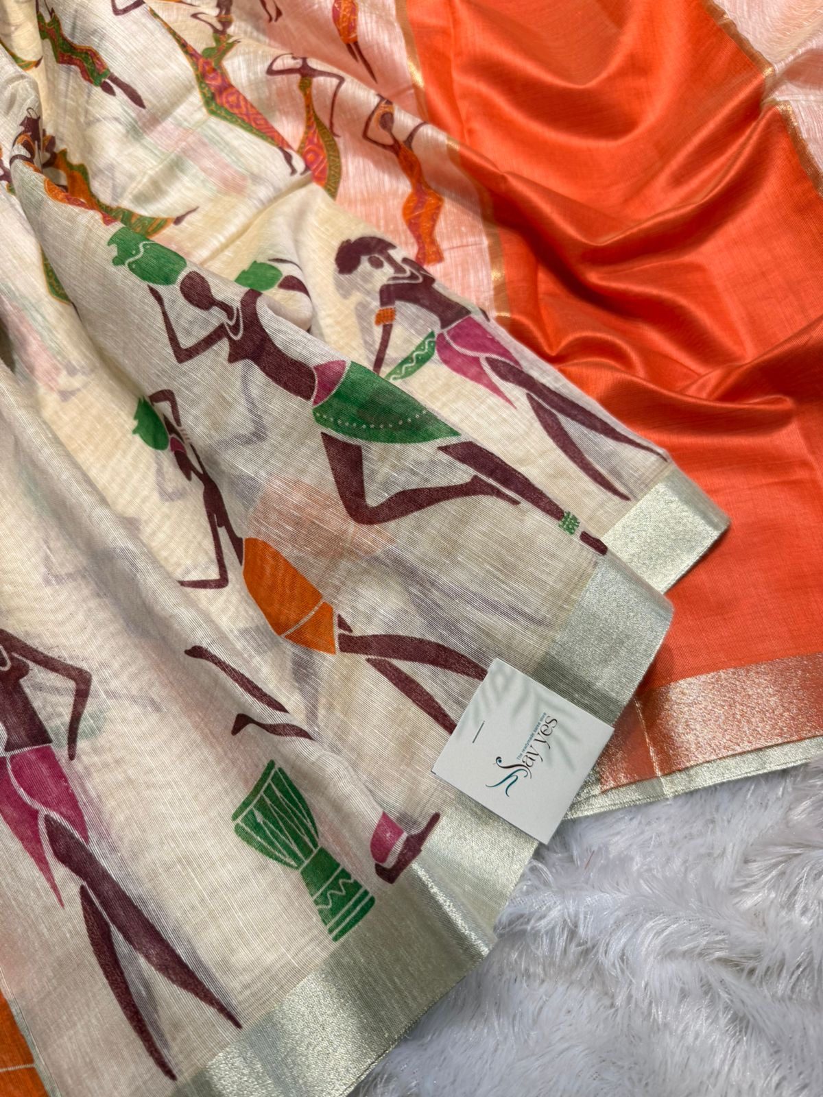 0290f7b5-4efa-45d3-9579-b6d50931fcaa Warli whisperers (Cotton) - Orange - Image 1