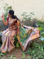 Hand-painted kasav tissue silk - SY110 - Image 7