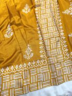 Block printed Raw silk - Yellow - Image 3