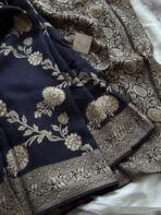 Sindhooram (Viscose Raw silk) - Navy - Image 2