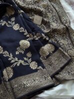 Sindhooram (Viscose Raw silk) - Navy - Image 2