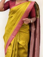 Sivakami (Semi silk) - Golden mustard - Image 7