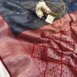Sundhari (Semi silk) - Navy blue