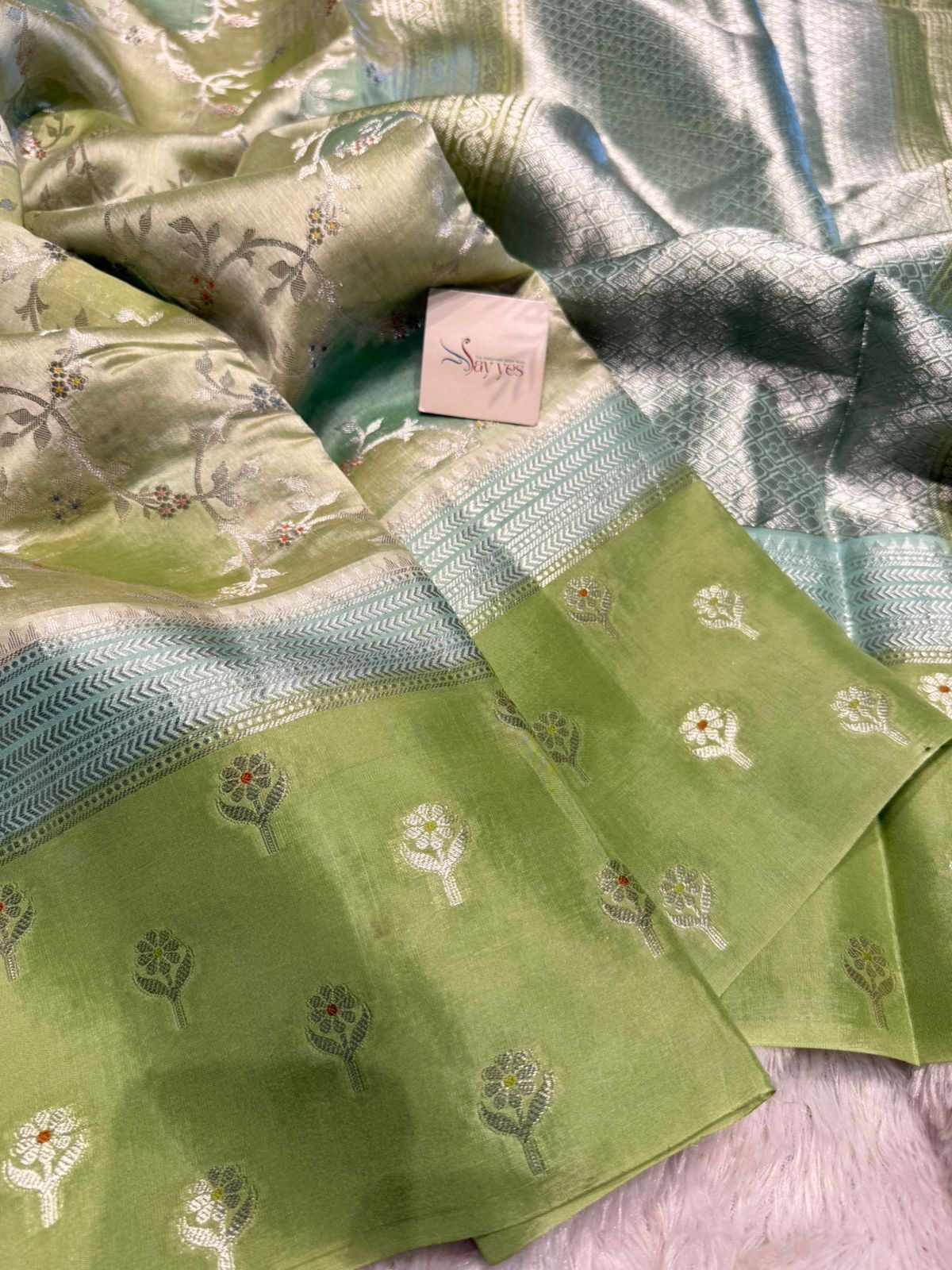 39bdb5af-8e7a-4f61-890b-489122f508f9 Meher (Banaras soft silk) - Pistachio green - Image 1