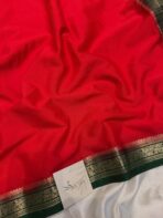 Mangala Varnam (Mysore crepe silk) - Vermilion red - Image 4