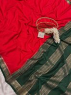 Mangala Varnam (Mysore crepe silk) - Vermilion red - Image 3