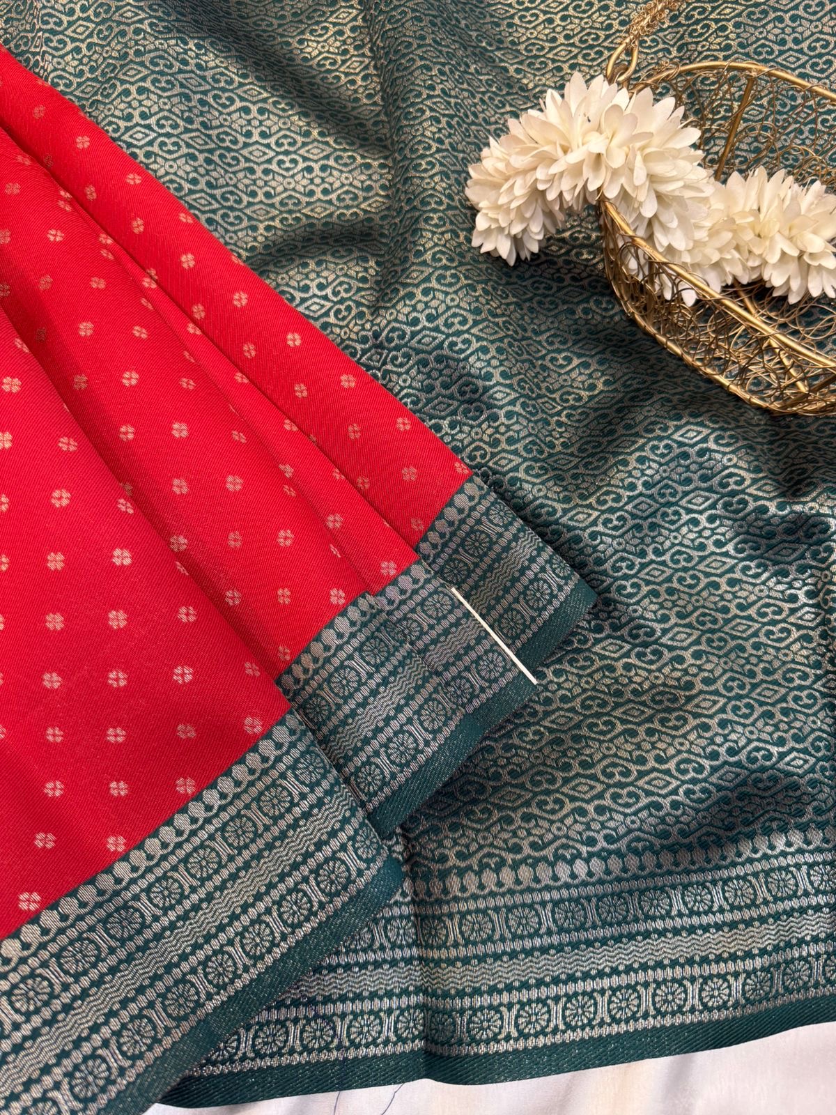 Sivakami (Semi silk) – Vermilion red