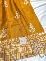 Block printed Raw silk - Yellow - Image 2